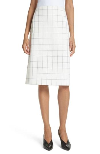 Women's Tibi Windowpane Plaid A-line Skirt - Ivory
