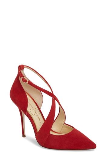 Women's Jessica Simpson Wixen Cross Strap Pump M - Red