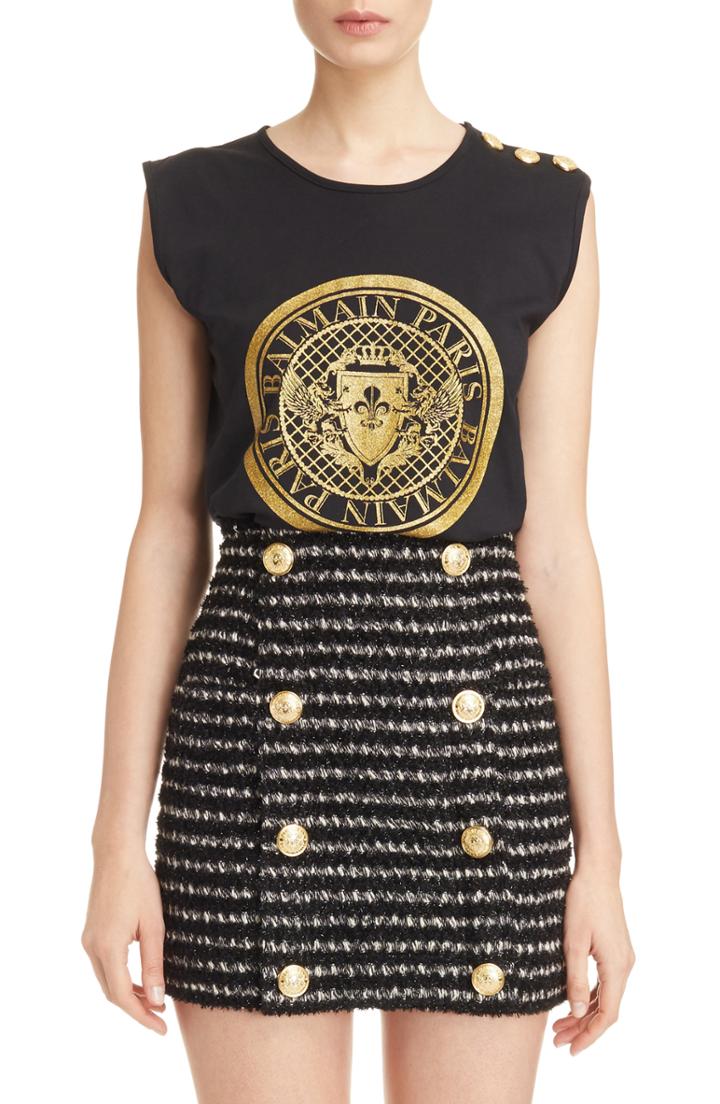 Women's Balmain Coin Logo Tank Us / 44 Fr - Black
