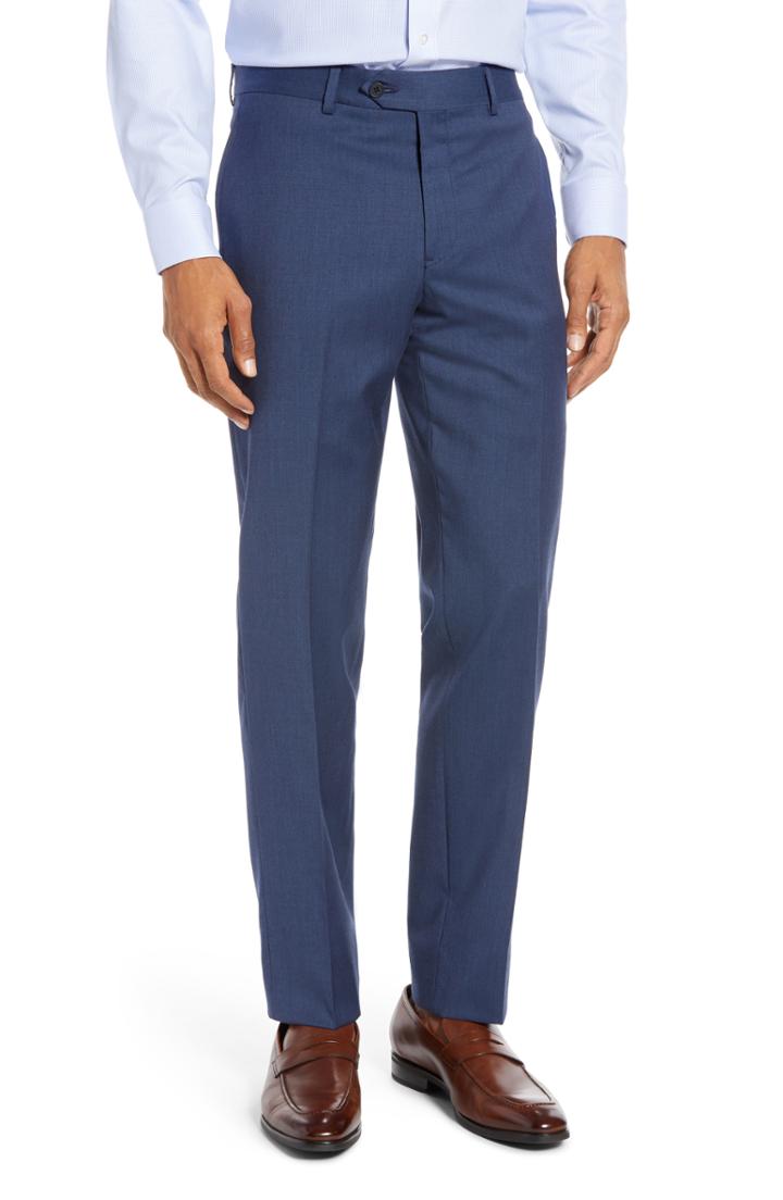 Men's Nordstrom Men's Shop Trim Fit Stretch Wool Trousers X - Blue