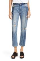 Women's Free People The Patchwork High Waist Crop Jeans