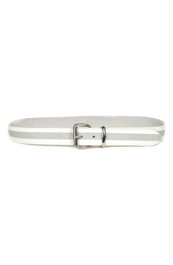 Women's B-low The Belt Stripe Leather Belt - White/ Grey/ Silver