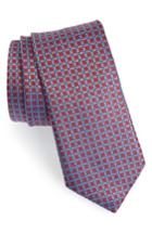 Men's Canali Neat Geometric Silk Tie, Size - Red