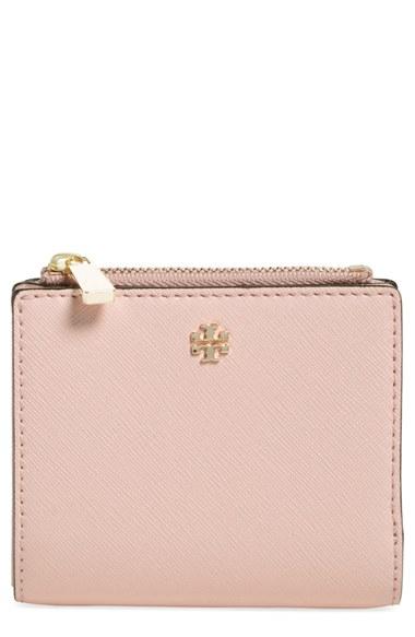 Women's Tory Burch 'mini Robinson' Leather Wallet - Pink