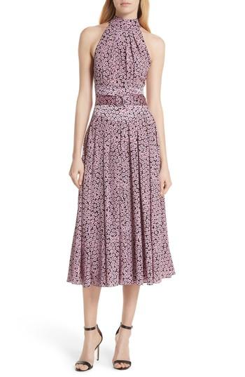 Women's Dvf High Neck Silk Dress - Purple