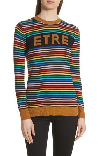 Women's Etre Cecile Stripe Knit Boyfriend Sweater - Black