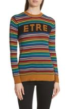 Women's Etre Cecile Stripe Knit Boyfriend Sweater - Black