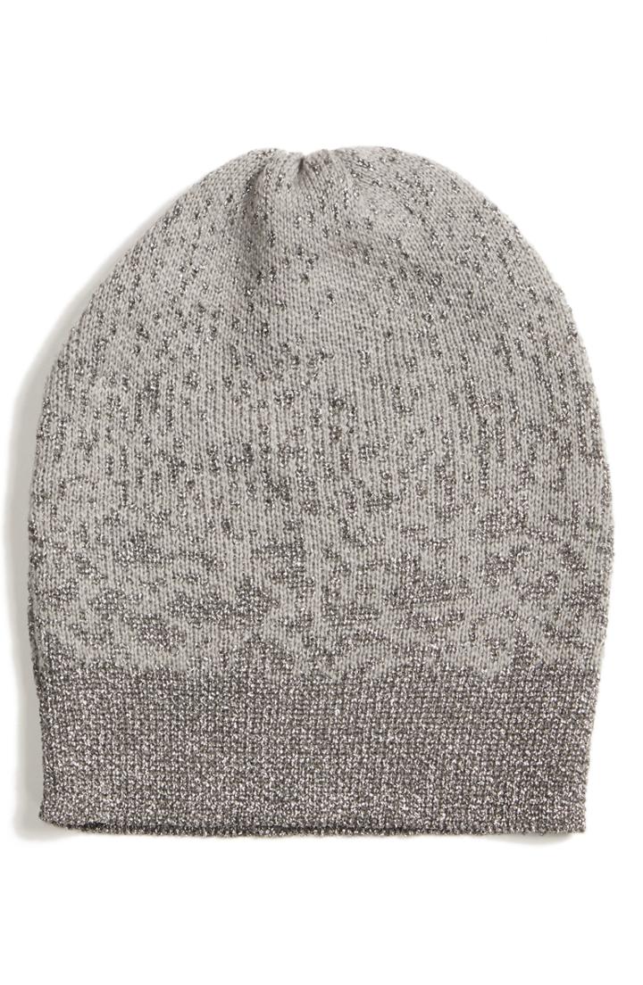 Women's Eileen Fisher Metallic Beanie Hat, Size - Grey