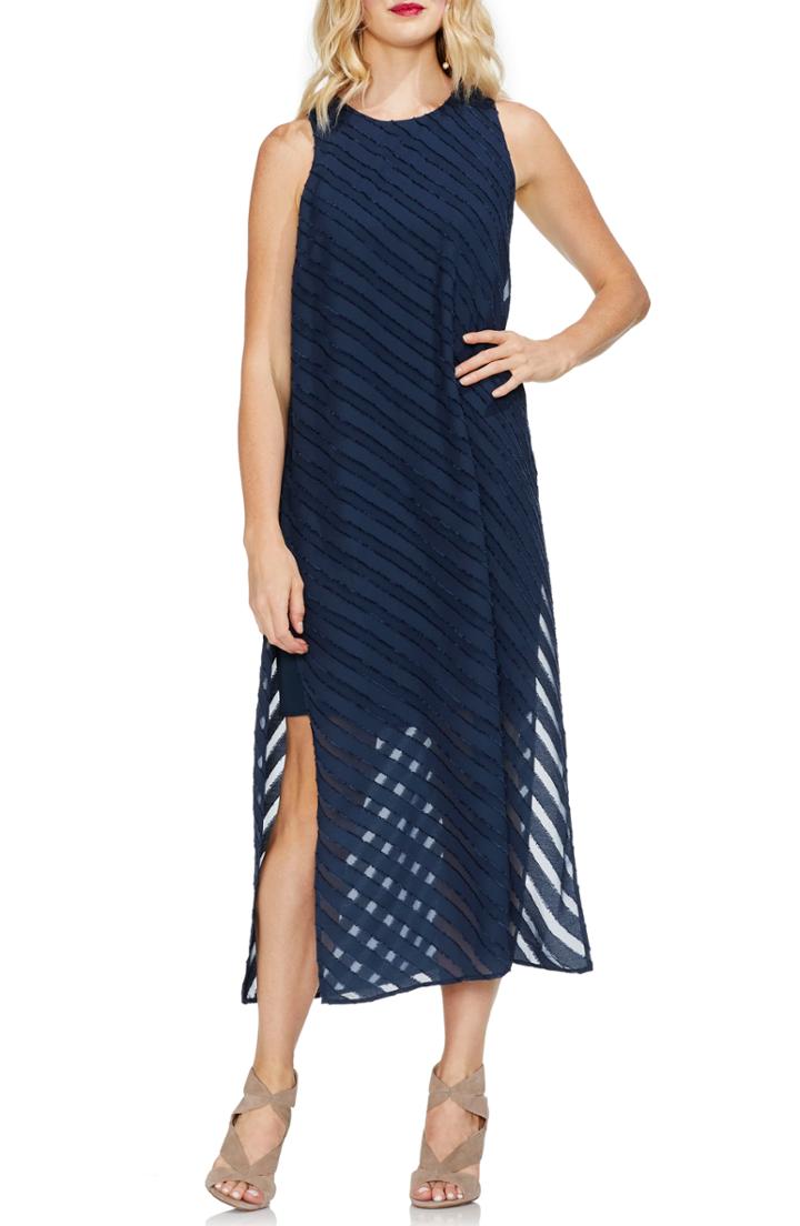 Women's Vince Camuto Diagonal Stripe Chiffon Maxi Dress - Blue