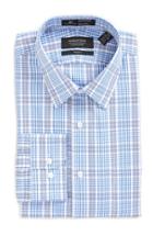 Men's Nordstrom Men's Shop Smartcare(tm) Trim Fit Plaid Dress Shirt 32/33 - Blue