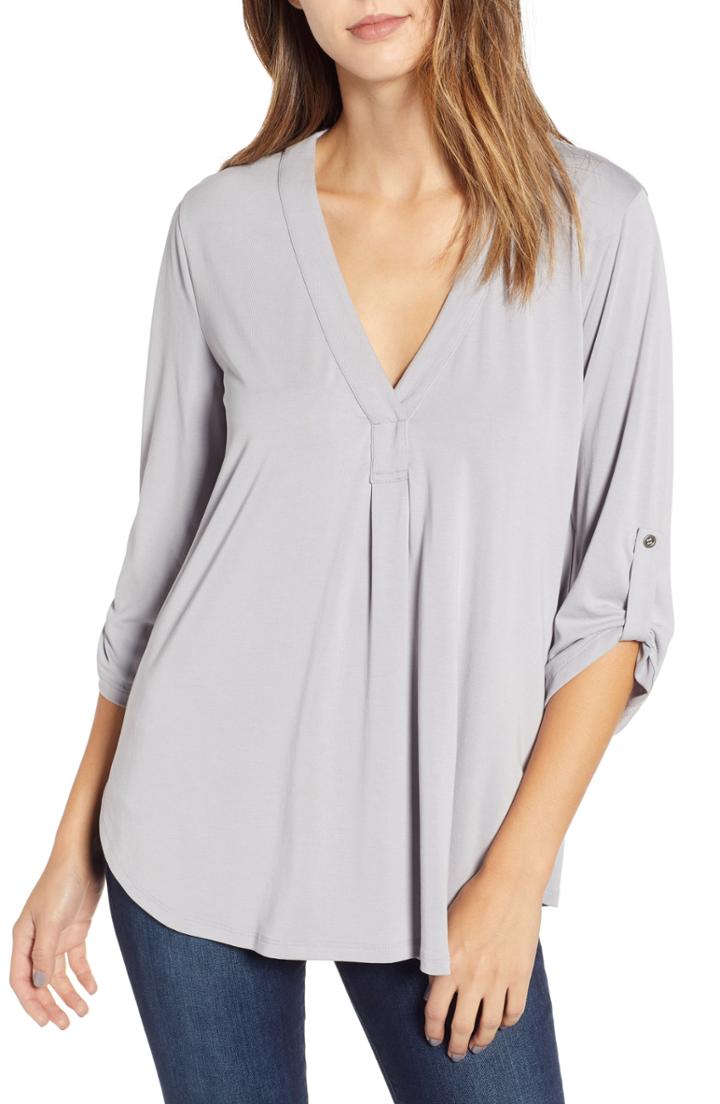 Women's Henley, Size - Grey