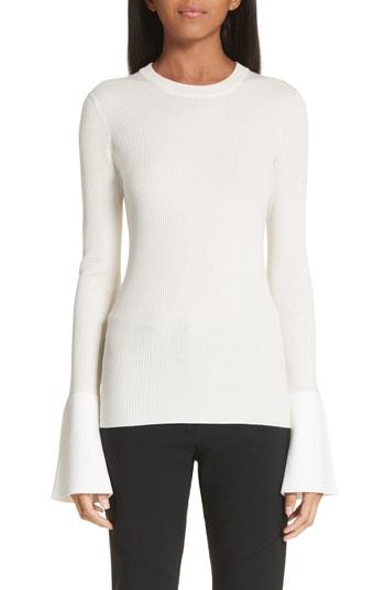 Women's Proenza Schouler Contrast Cuff Silk & Cashmere Blend Sweater - Ivory