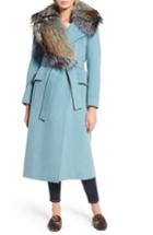 Women's Diane Von Furstenberg Wool Blend Coat With Removable Genuine Fox Fur Collar