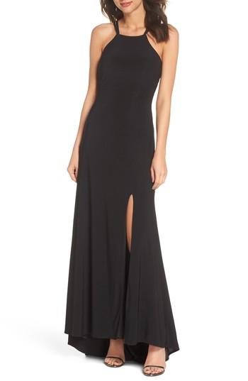 Women's Morgan & Co. Strappy Trumpet Gown /2 - Black