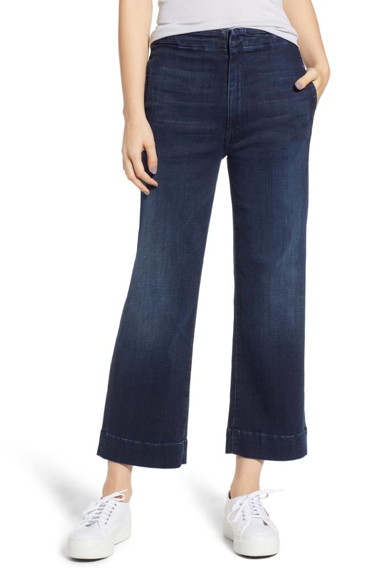 Women's Mother The Zipper Cinch Greaser High Waist Crop Wide Leg Jeans