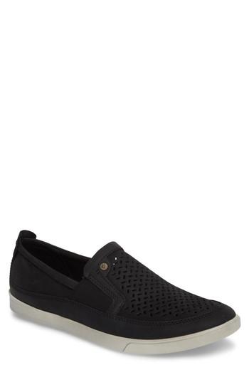 Men's Ecco 'collin' Perforated Slip On Sneaker -9.5us / 43eu - Black