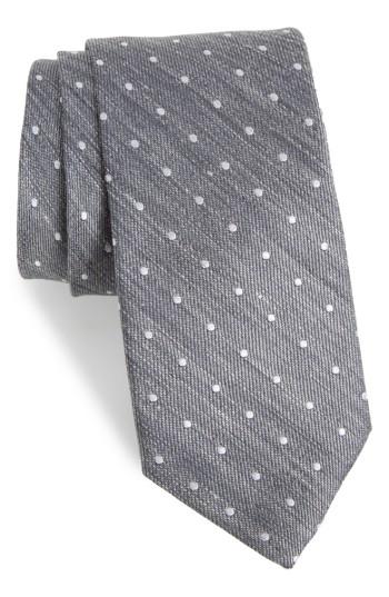 Men's Bonobos Dot Silk & Linen Tie, Size - Grey