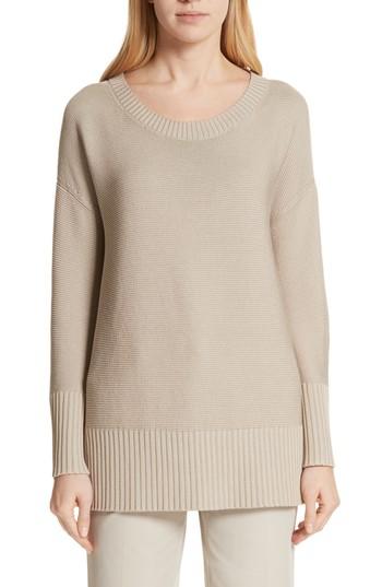 Women's Lafayette 148 New York Cotton & Silk Sweater, Size - Beige