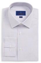 Men's David Donahue Trim Fit Check Dress Shirt - 34/35 - Orange