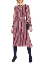 Women's Boden Belted Stripe Midi Dress - Burgundy