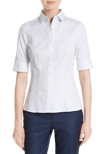 Women's Boss Bashini 2 Stripe Poplin Fitted Blouse