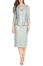 Women's Alex Evenings Lace Tea Length Dress With Jacket - Green