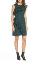 Women's Chelsea28 Ruffle Detail Plaid Sheath Dress - Green