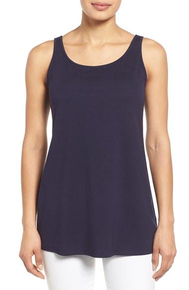 Women's Eileen Fisher Jersey Scoop Neck Long Tank - Grey
