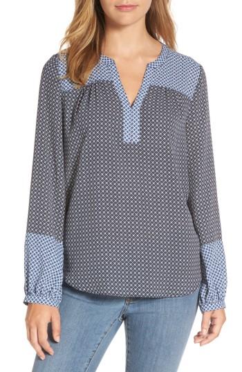 Women's Nydj Print Peasant Top - Blue