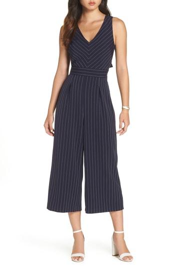 Women's 1901 Pinstripe Tie Back Crop Jumpsuit - Blue