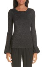 Women's Michael Kors Peasant Sleeve Metallic Merino Wool Blend Sweater - Black
