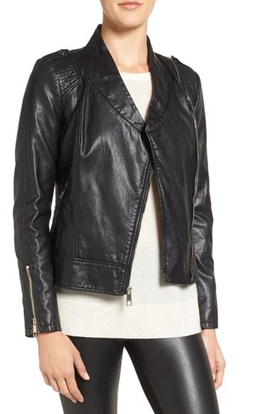 Women's Guess Faux Leather Moto Jacket - Black