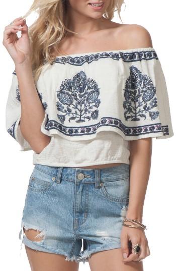 Women's Rip Curl Meadow Lark Embroidered Off The Shoulder Top - Ivory