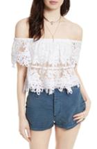 Women's Free People Lace Off The Shoulder Tank - White