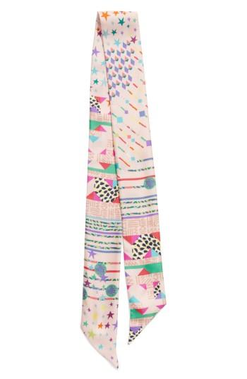 Women's Salvatore Ferragamo Geometries Silk Skinny Scarf, Size - White