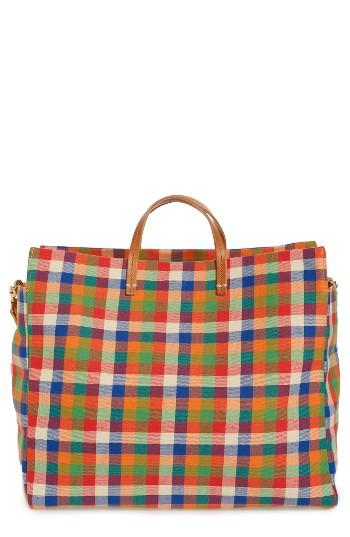 Clare V. Simple Plaid Canvas Tote - Green