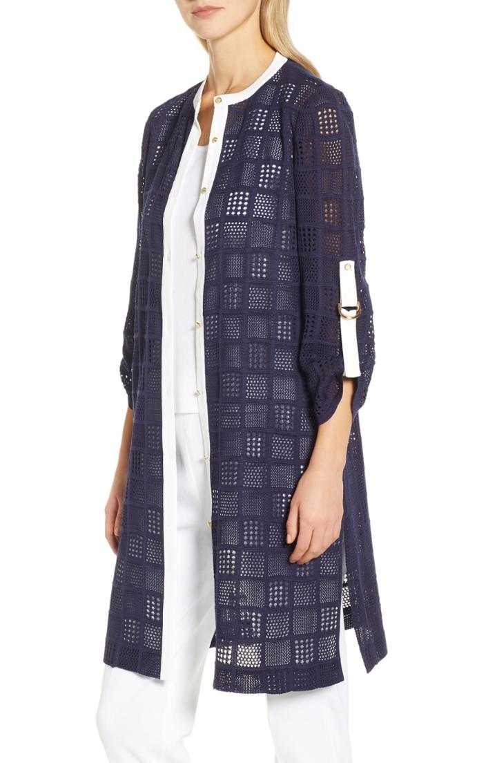 Women's Ming Wang Patchwork Knit Jacket - Blue