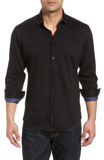 Men's Stone Rose Flame Contemporary Fit Sport Shirt (m) - Black