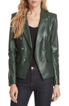 Women's Veronica Beard Cooke Leather Dickey Jacket - Green