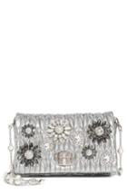 Miu Miu Crystal Embellished Leather Crossbody - Metallic