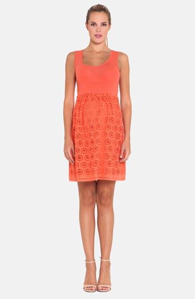 Women's Olian Crochet Maternity Dress - Coral