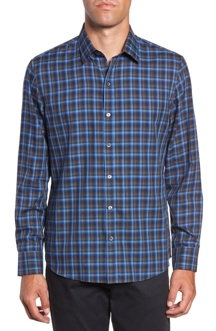 Men's Zachary Prell Danise Regular Fit Check Sport Shirt - Blue