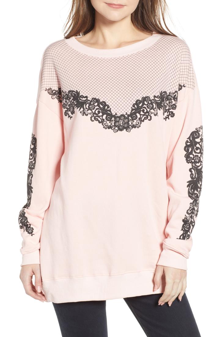 Women's Wildfox Chantilly Lace Roadtrip Sweatshirt - Pink