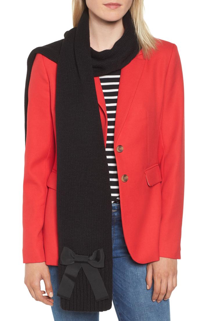 Women's Kate Spade New York Grosgrain Bow Muffler, Size - Black