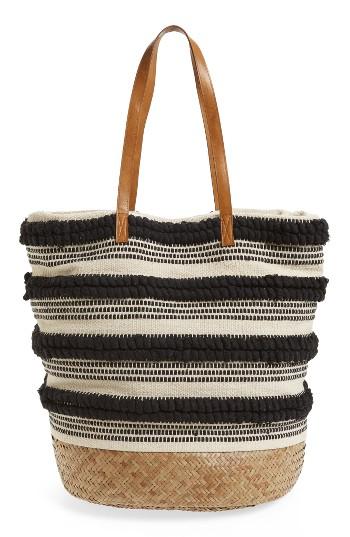 Sole Society Woven Bottom Tote - Black