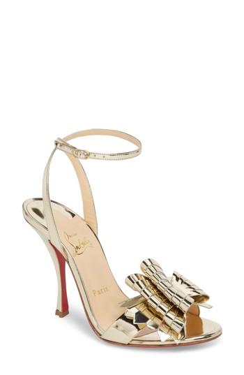 Women's Christian Louboutin Miss Valois Bow Sandal Us / 36eu - Metallic