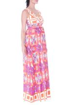 Women's Olian Print Maternity Maxi Dress - Orange