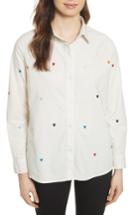 Women's The Great. The Campus Heart Embroidered Shirt - Ivory