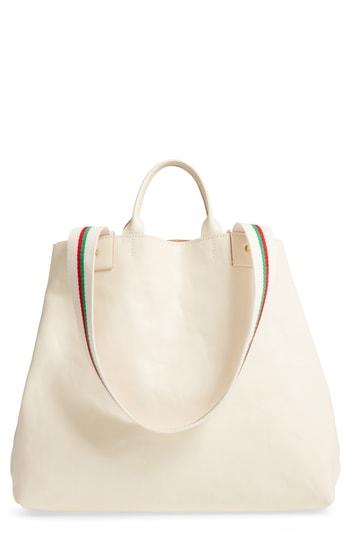 Clare V. Le Big Sac Rustic Leather Tote - White