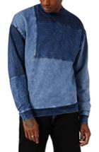 Men's Topman Denim Panel Sweatshirt - Blue
